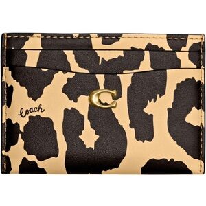 Coach Leather Leopard Printed Card Holder
